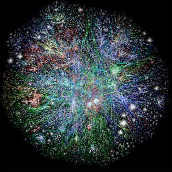 A map of internet traffic produced by the Opte Project. Licensed under Creative Commons.