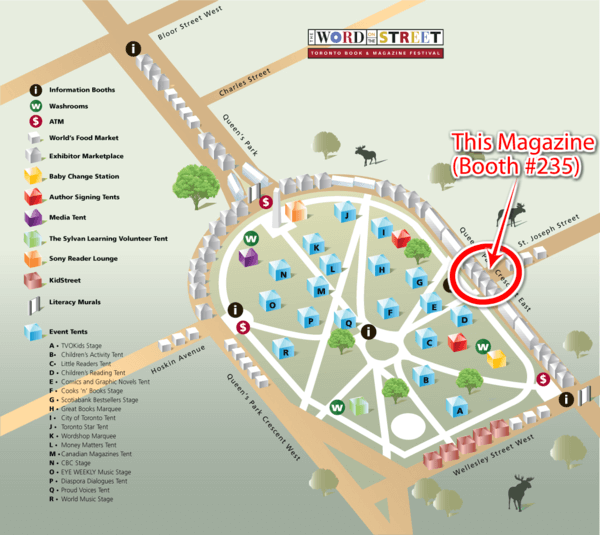 Map to This Magazine's booth at Word On The Street. Click for larger version