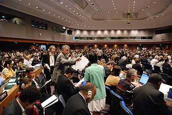 Delegates to the Bangkok climate negotiations in a plenary session. Photo courtesy UNFCCC.