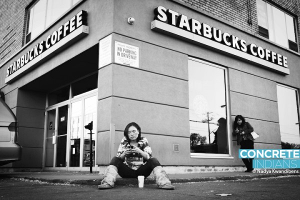 Portrait of Jennifer Podemski, one in a series in Nadya Kwandibens "Concrete Indians" project. Image courtesy the artist.