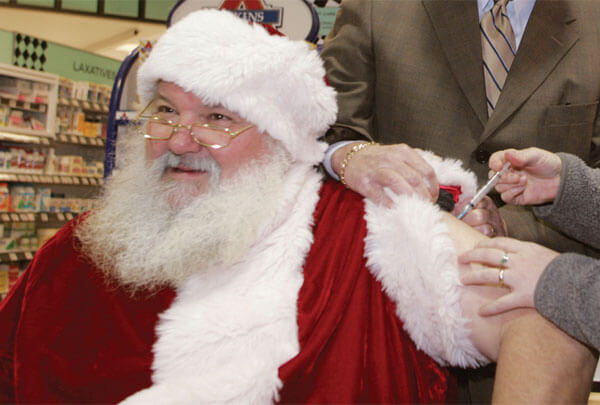 As an elderly person, Santa was fast-tracked for the flu shot.