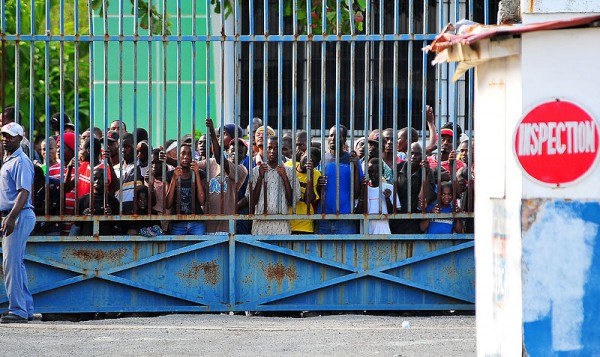Haitians awaiting relif supplies in Port au Prince, January 15, 2010. 