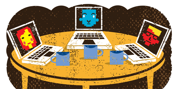 Online communities bring together people who would never talk in real life. Illustration by Matt Daley.