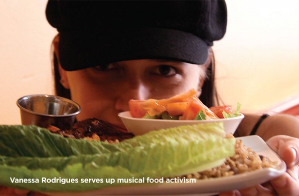 Vanessa Rodrigues serves up musical food activism. Photo by Tom Inoue.