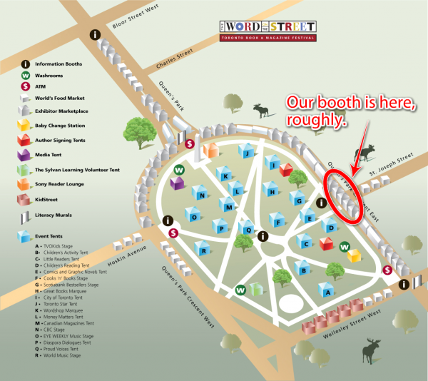 Map of where to find This Magazine at Word On The Street Toronto, 2010