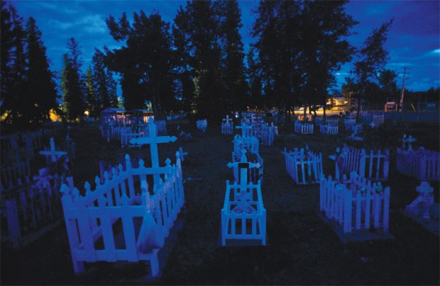 The cemetery in Fort Chipewyan. Hundreds of residents have died of unexplained cancers.