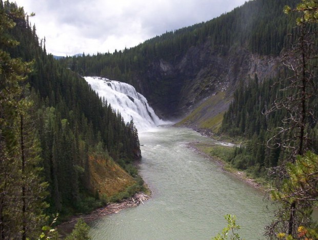 Kinuseo falls in Tumbler Ridge, B.C.
