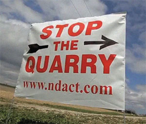 Sign for the North Dufferin Agricultural and Community Task Force protesting the Melancthon Quarry. Photo courtesy NDACT.